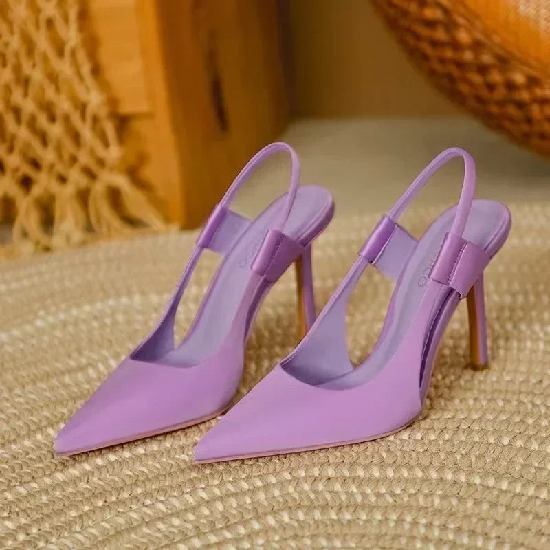 Fashion Summer New Hot Women's Slingback Shoes Pointed Toe Slip On Sandals for Ladies Thin High Heel Sandals Zapatos Mujer
