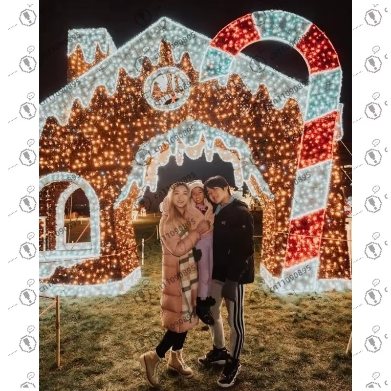 Hot Sale Light Emitting Diode Waterproof Giant Christmas Walk Gingerbread Candy House Outdoor Theme