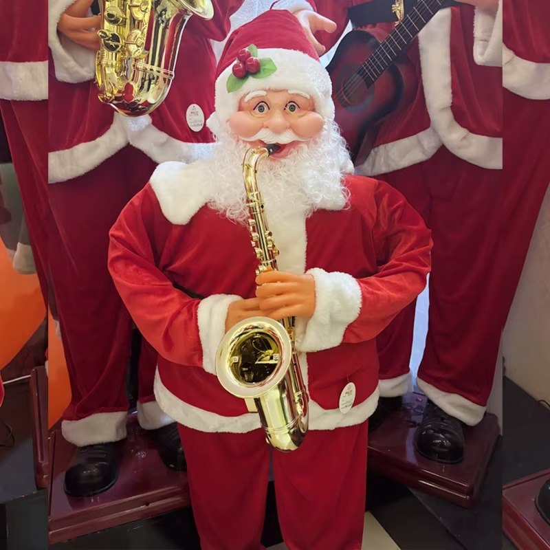 1.3 meters electric Santa Claus ornament singing and dancing playing saxophone welcome ornament Christmas ornament