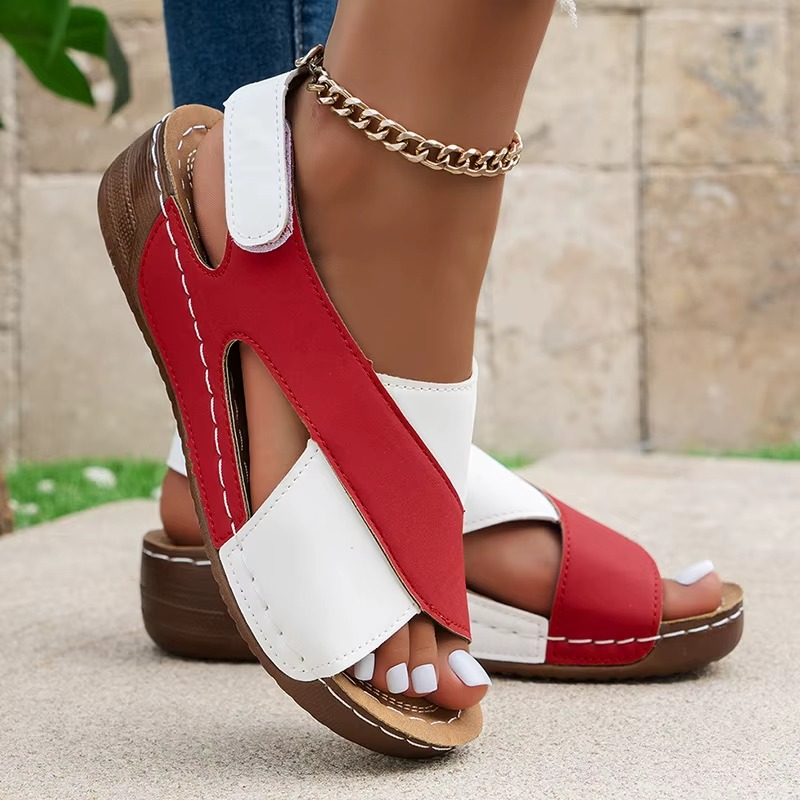 Women's Sandals Soft Heels Sandals Women Peep Toe Summer Shoes Lightweight Wedges Heeled Shoes Woman Footwear Summer Sandals