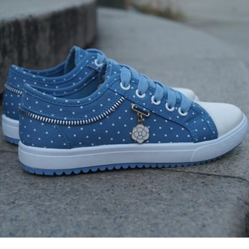 Women's Cutouts Lace Hollow Denim Mesh Shoes Woman Summer Flat Casual Shoes Breathable Cloth Shoes Student Sneakers